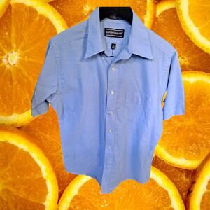 David Taylor Blue Short Sleeve Button Up Size 15 1/2
